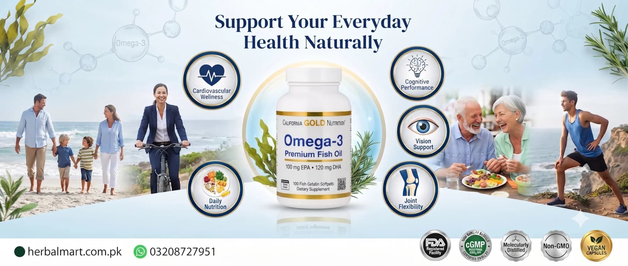 California Gold Nutrition Omega-3 Premium Fish Oil 1100mg Softgels - key benefits