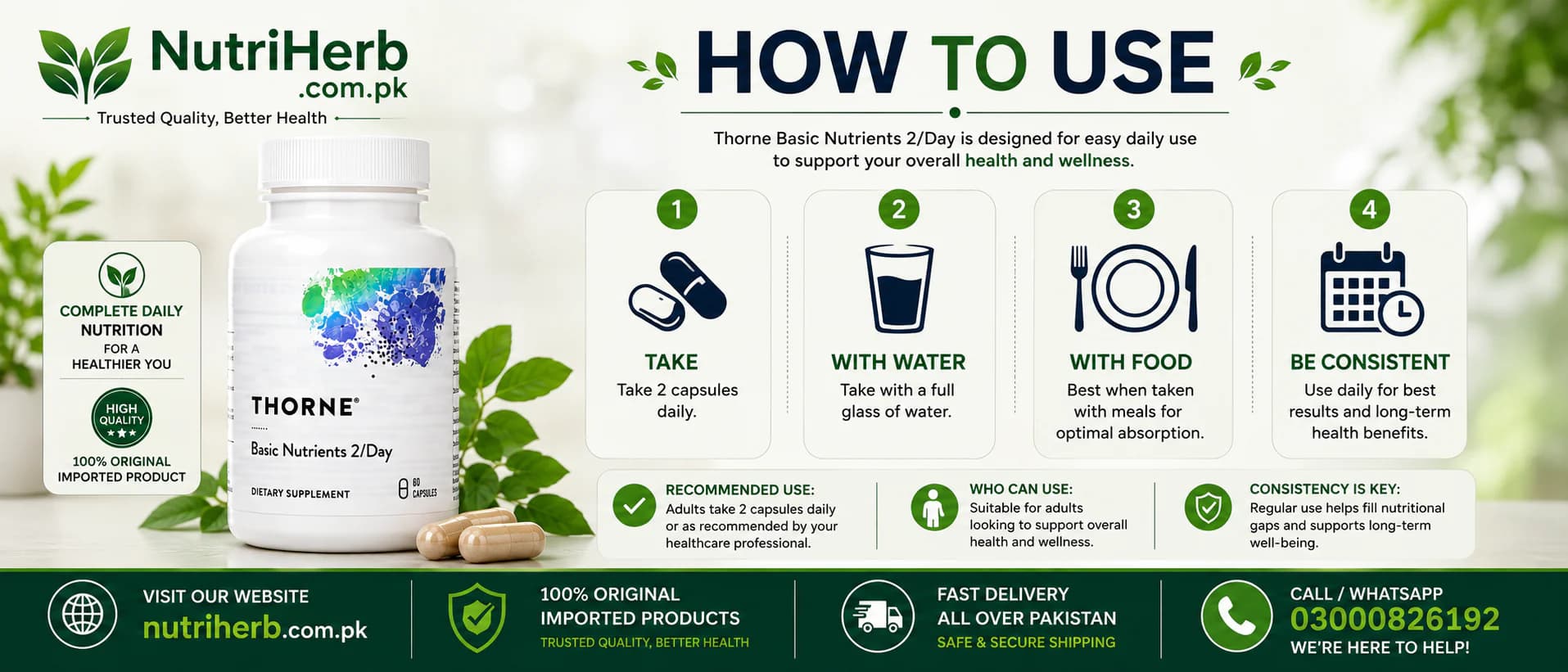 How to use Thorne Basic Nutrients 2/Day Capsules