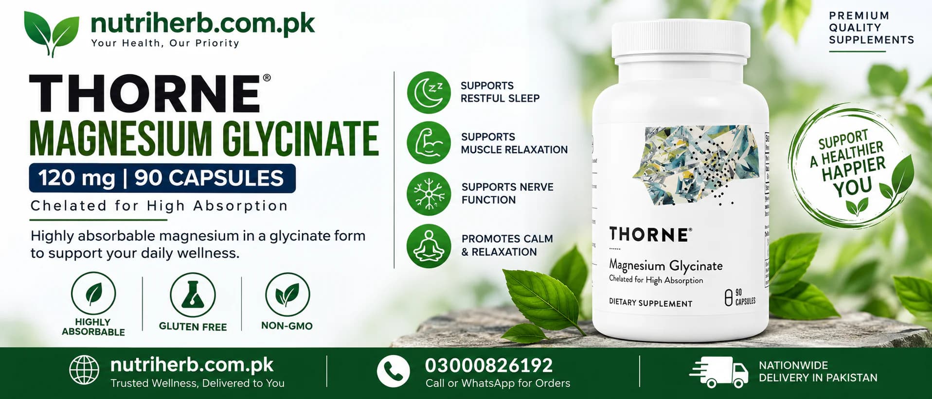 Thorne Magnesium Glycinate 120 mg Capsules - key benefits