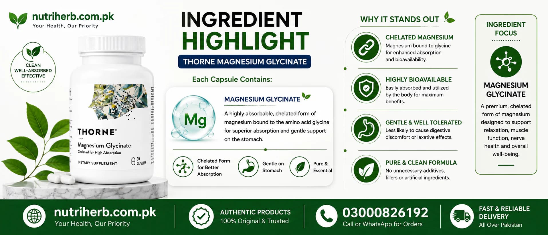 Thorne Magnesium Glycinate 120 mg Capsules - key ingredient