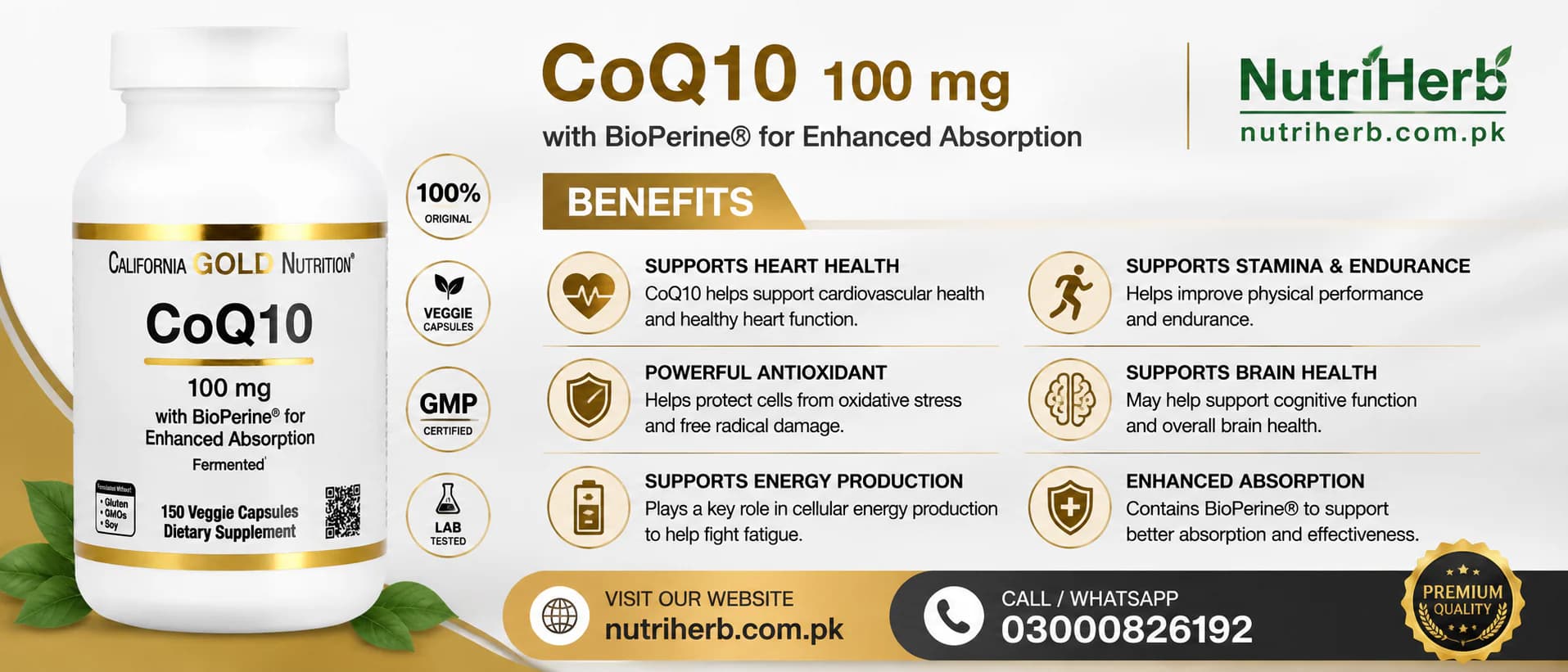 California Gold Nutrition, CoQ10 with Bioperine® Black Pepper Extract, 150 Veggie Softgels - key benefits