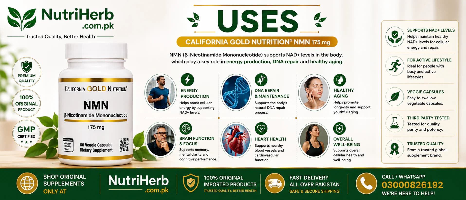 California Gold Nutrition, NMN 175 Mg Capsules - uses