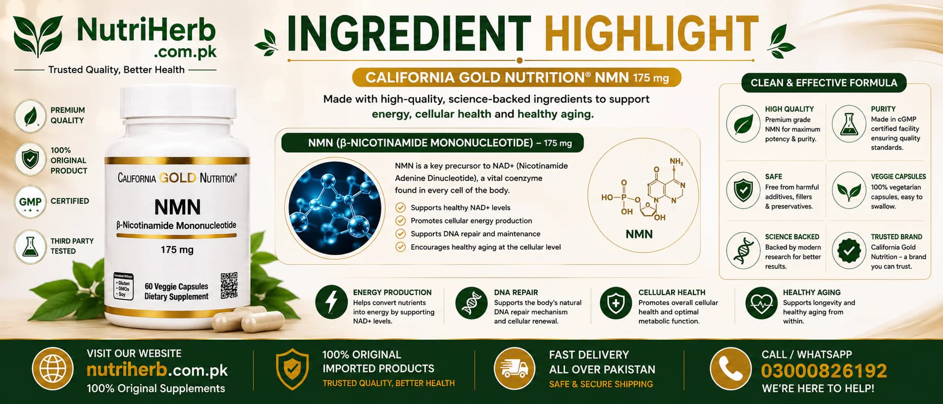 California Gold Nutrition, NMN 175 Mg Capsules - key ingredient