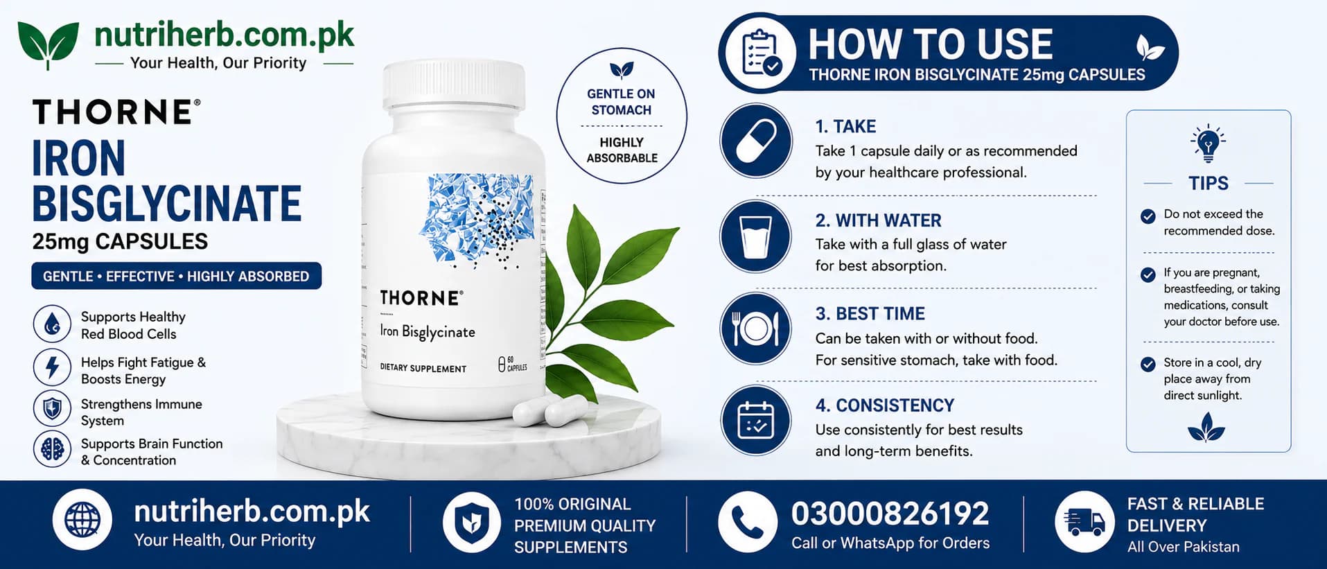 How to use Thorne Iron Bisglycinate 25mg Capsules