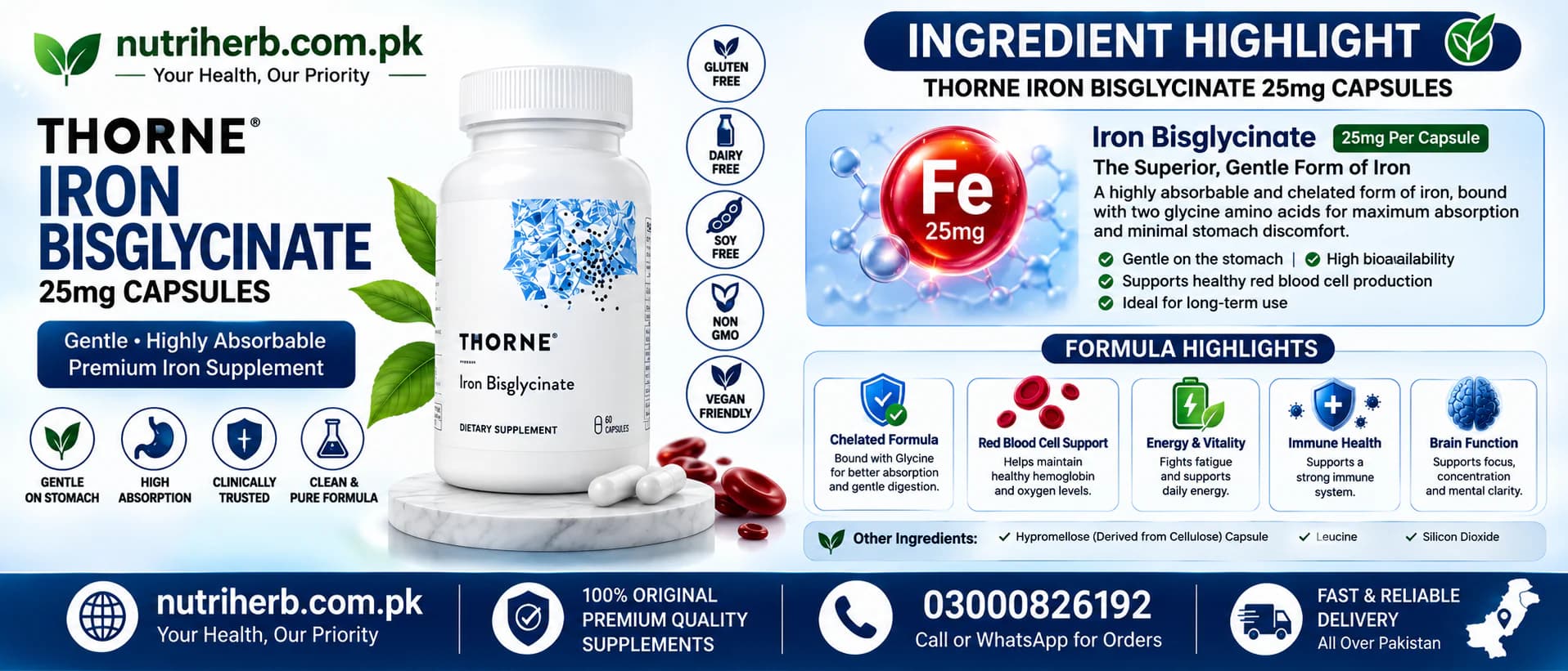 Thorne Iron Bisglycinate 25mg Capsules - key ingredient