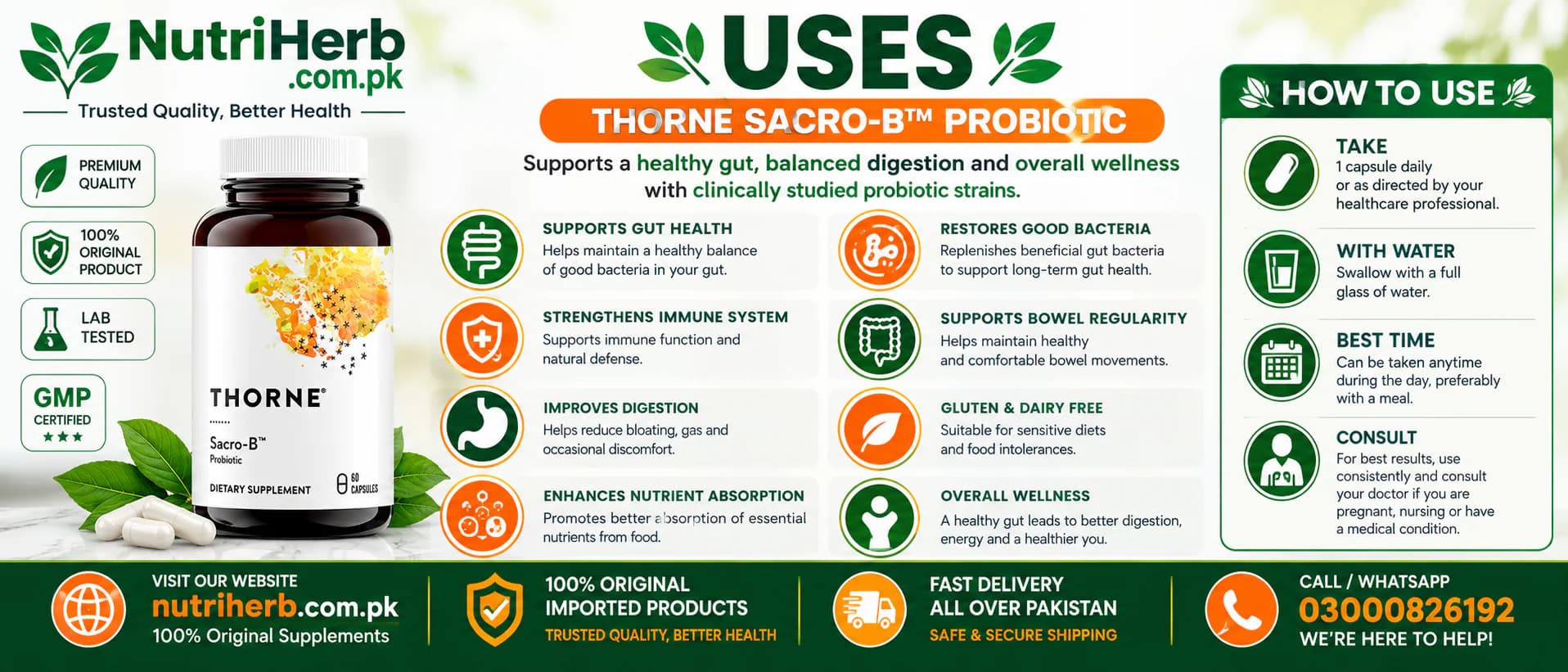 Thorne Sacro-B Probiotic 250mg Capsules - uses