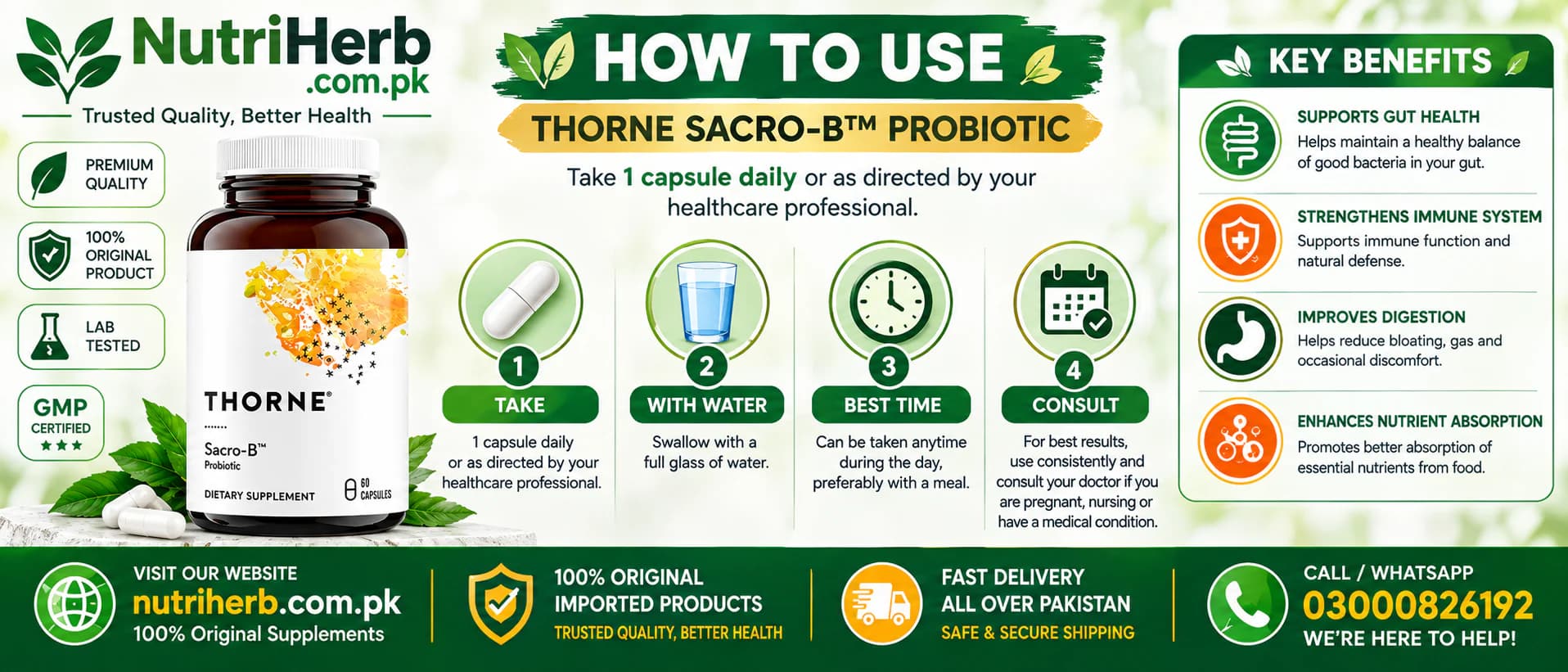 How to use Thorne Sacro-B Probiotic 250mg Capsules