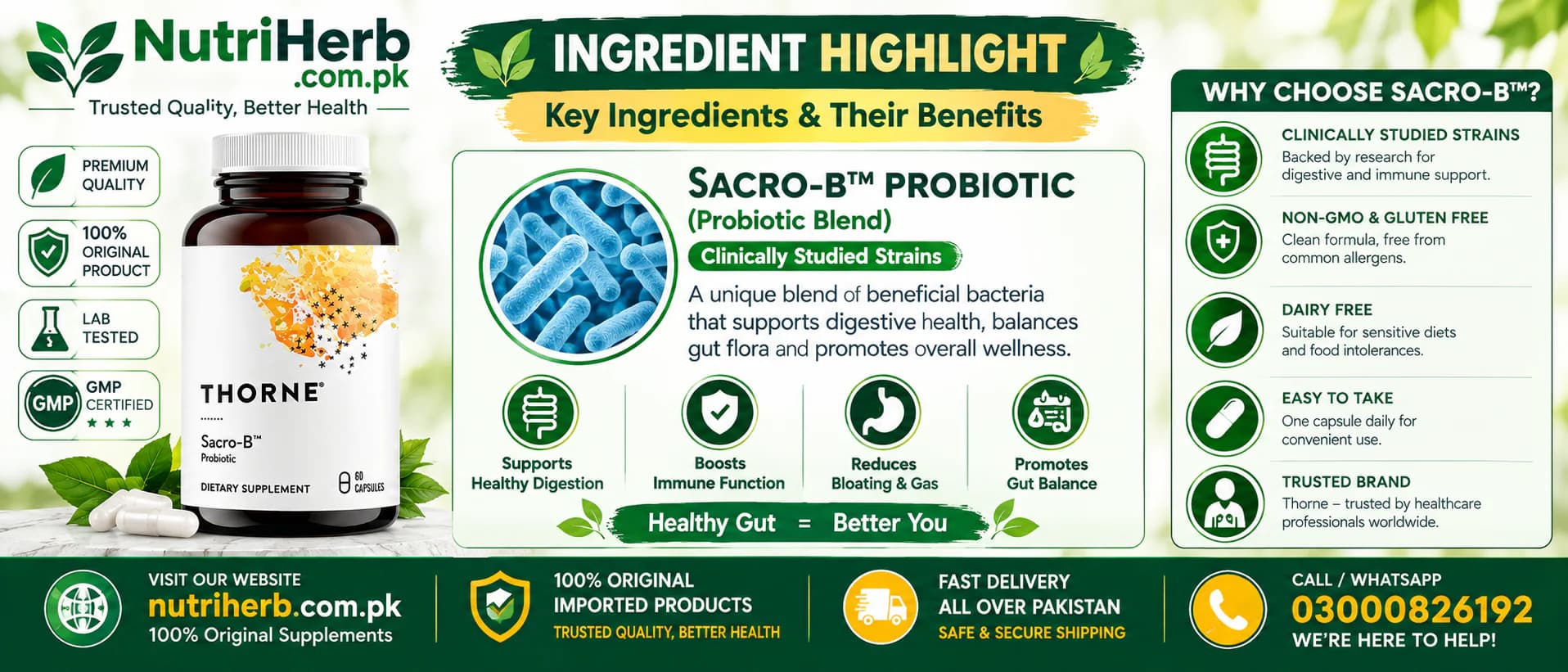 Thorne Sacro-B Probiotic 250mg Capsules - key ingredient