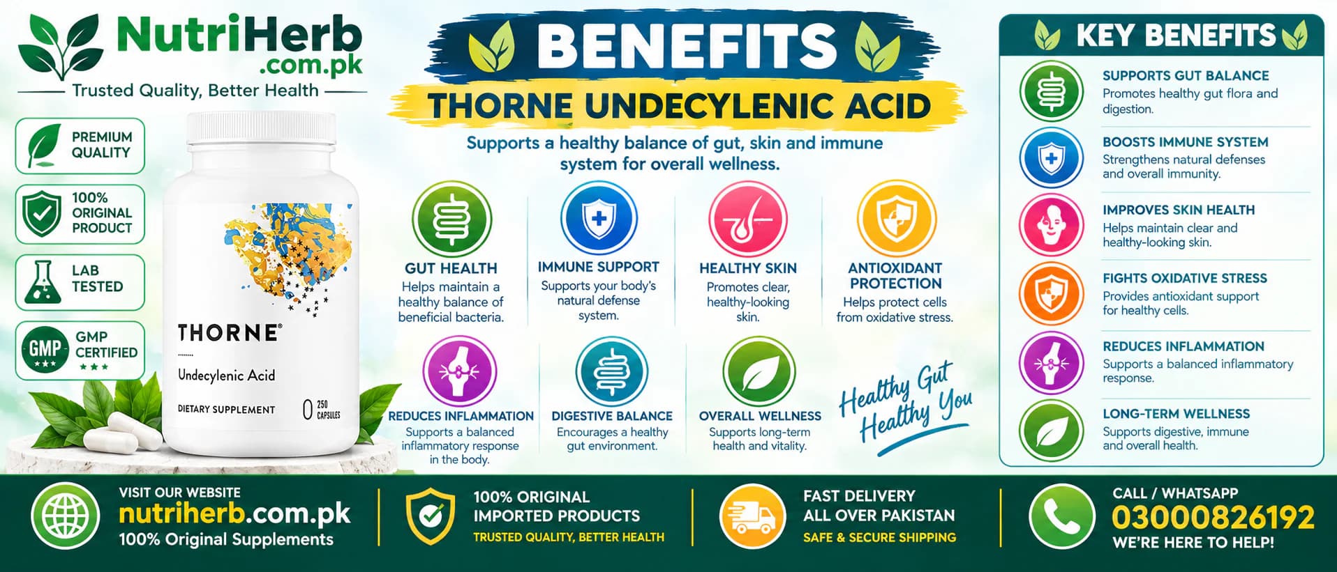 Thorne Undecylenic Acid 50mg Gelcaps - key benefits
